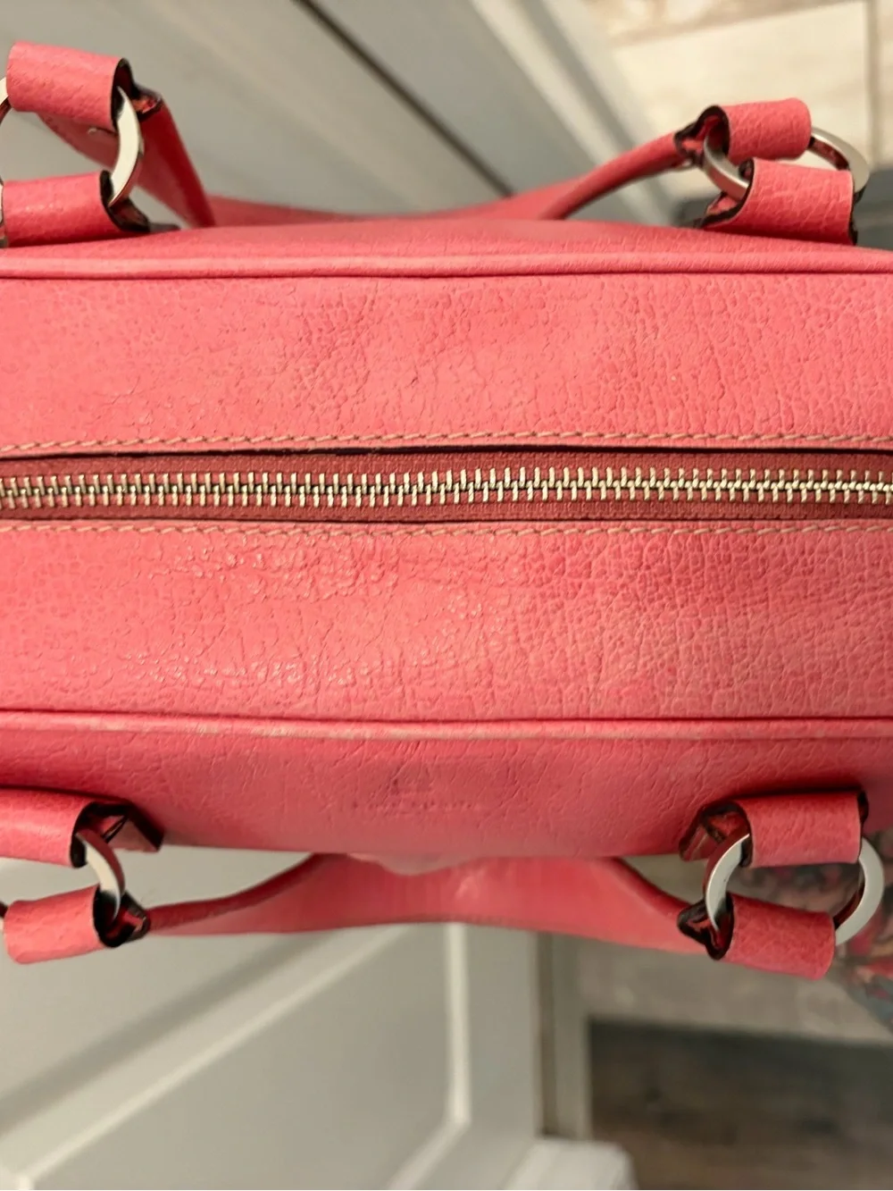 Kate Spade New York Pink Pebbled Leather Mini Satchel Bowler Bag